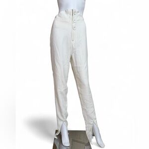 NWT | NBD White High Waist Button Front Slit Hem Pants | Size Medium